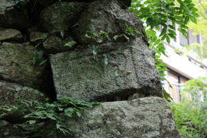 写真3　二ノ丸南東隅石垣角の宝篋印塔を転用した石材