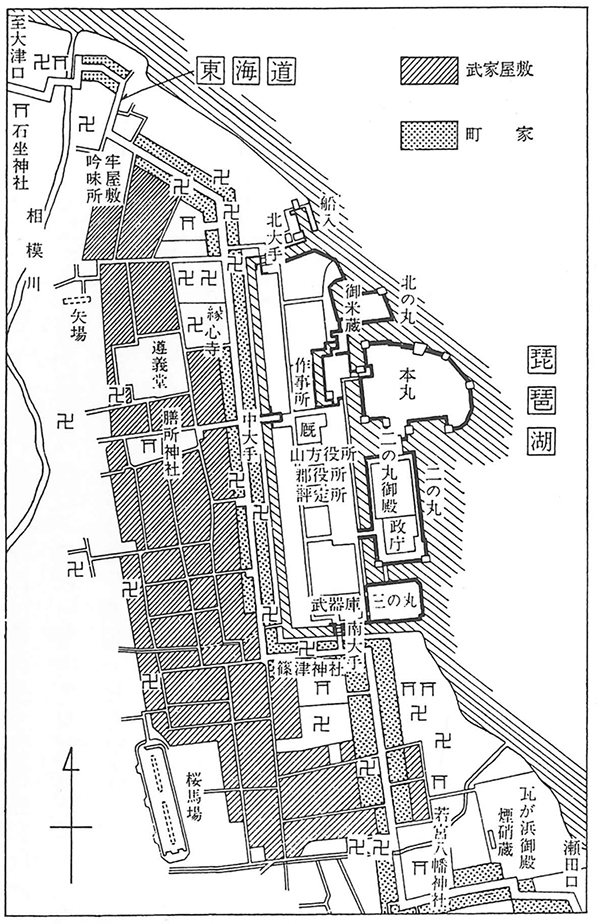 膳所城下町の構造『城と城下町』(2007)p53より転載